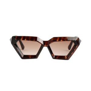 Haute Sauce Women's The Tortoise Shell Geometrical Sunglasses For Casual Wear | One-Size | Multicolour Polycarbonate Frame | Ash Brown Polarized Lens | Full Rim | Eyewear For Woman & Girls