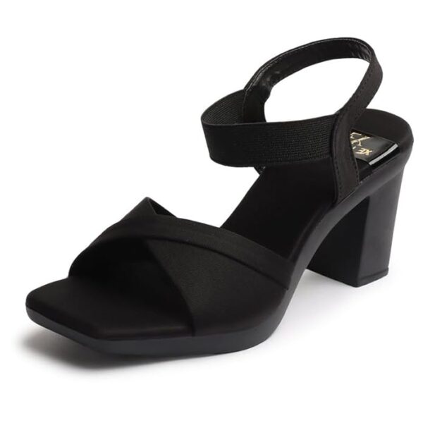 XE Looks Women's Elegant Heels | Block Heel Sandals with Stretchable Straps | Lightweight & Durable | Comfortable Cushioned Sole Heels For Girls & Women