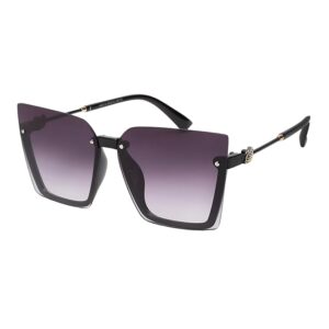 Yourspex Sunglasses Black Square Half Rim Acetate Frame with Gradient Black UV 400 Protection Lens Sunglass