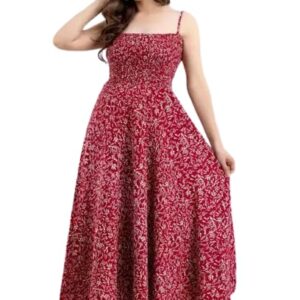 Women Western Long Dress Fit Flare Sleeveless (free size)